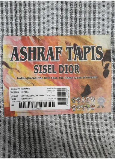 240x340cm Silk Thread Carpet - Grey