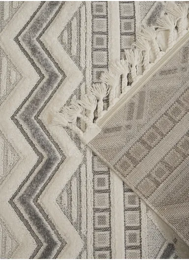 200x280cm Silk Thread Carpet - White &amp; Grey