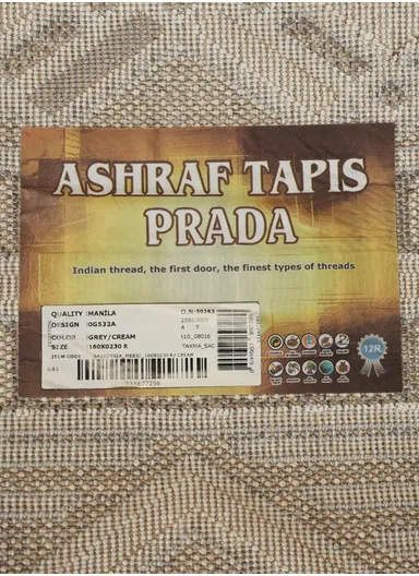 200x280cm Silk Thread Carpet - White &amp; Grey