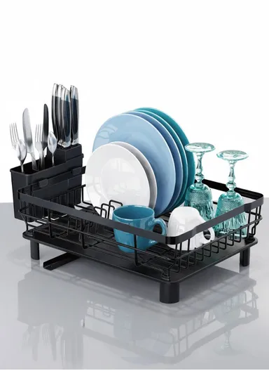 Multifunction One-Tier Kitchen Dish Drying Rack with Cutlery Holder (W48.5 x D32.5 x H15.5)cm