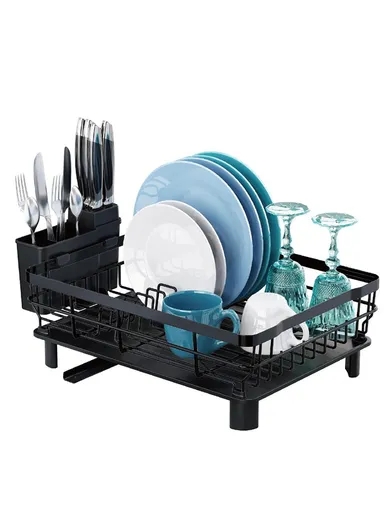 Multifunction One-Tier Kitchen Dish Drying Rack with Cutlery Holder (W48.5 x D32.5 x H15.5)cm