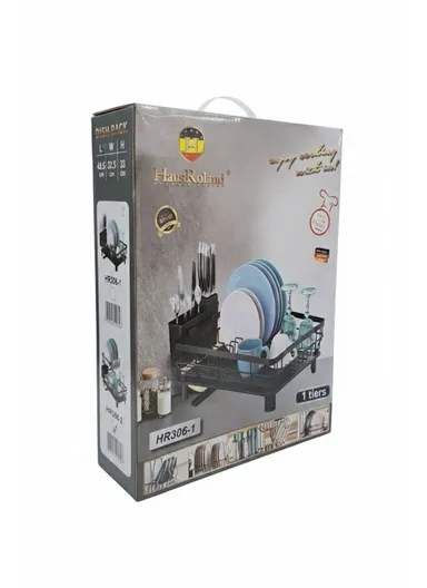 Multifunction One-Tier Kitchen Dish Drying Rack with Cutlery Holder (W48.5 x D32.5 x H15.5)cm