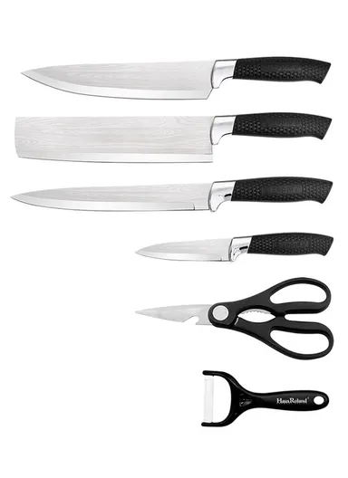 6-Pieces Kitchen Knife Set with Non-Stick Coated Blades &amp; Ceramic Peeler HR011-1