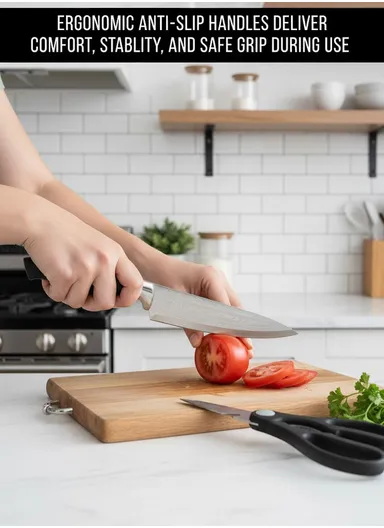 6-Pieces Kitchen Knife Set with Non-Stick Coated Blades &amp; Ceramic Peeler HR011-1