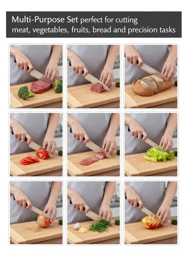 6-Pieces Kitchen Knife Set with Non-Stick Coated Blades &amp; Ceramic Peeler HR011-1