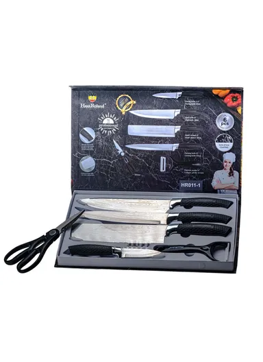 6-Pieces Kitchen Knife Set with Non-Stick Coated Blades &amp; Ceramic Peeler HR011-1