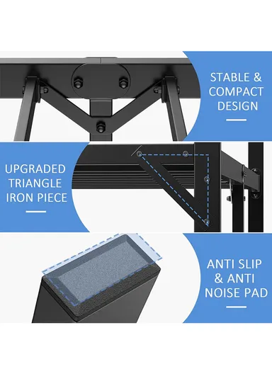 55-inch Heavy-Duty Twin Size Steel Bed Frame with Anti-Slide Locks &amp; Protective Non-Scratch Feet (L190 x W140 x H45)cm - Black