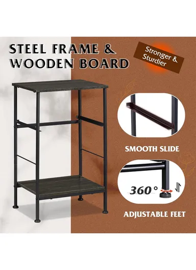 1-Drawer Non-Woven Fabric Nightstand with Open Storage Shelf &amp; Sturdy Metal Frame (W38 x D30 x H63)cm - Black