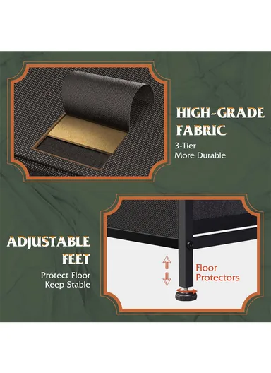 2-Layer 5-Drawer Fabric Storage Dresser, Large Capacity Non-Woven Organizer Cabinet with Metal Frame (W100 x D30 x H54)cm - Black