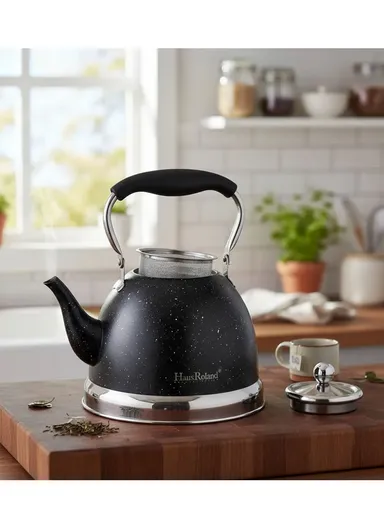 1.5L Stainless Steel Tea Kettle With Bakelite Handle &amp; Color-Coated Body - White