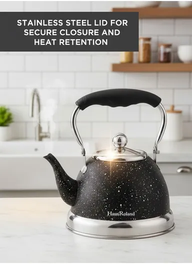 1.5L Stainless Steel Tea Kettle With Bakelite Handle &amp; Color-Coated Body - White