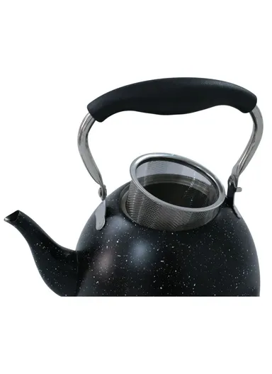 1.5L Stainless Steel Tea Kettle With Bakelite Handle &amp; Color-Coated Body - Black