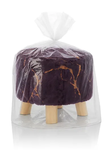 Simple Creative Children Faux Fur with Gold Stamped Small Stool Portable, Anti-Slip Top &amp; Space-Saving Design (D26 x H25)cm - Dark Purple