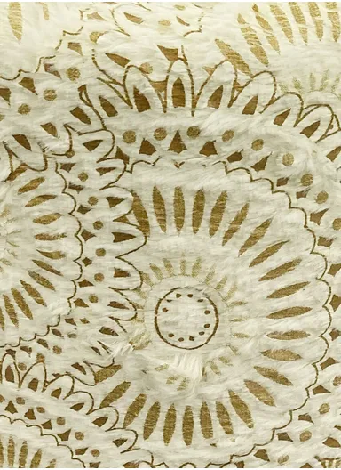 Simple Creative Faux Fur with Gold Stamped Small Stool Portable, Anti-Slip Top &amp; Space-Saving Design (D26 x H25)cm - Beige