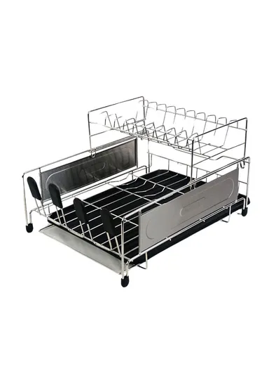Multifunctional Stainless Steel Kitchen Dish Rack with Draining Tray (L48 x W33 x H25.5)cm