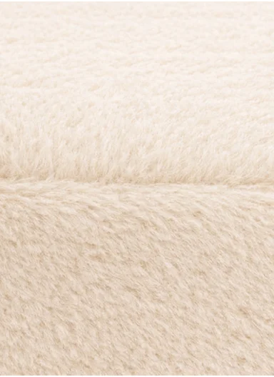 Simple Creative Faux Fur Small Stool Portable, Anti-Slip Top &amp; Space-Saving Design (D26 x H25)cm - Cream