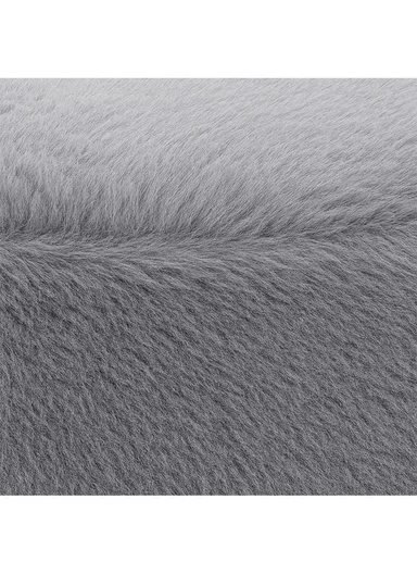 Simple Creative Faux Fur Small Stool Portable, Anti-Slip Top &amp; Space-Saving Design (D26 x H25)cm - Grey