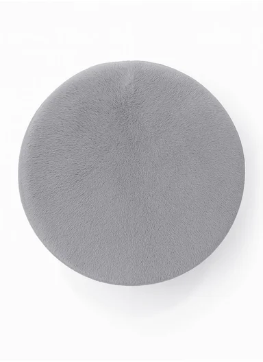 Simple Creative Faux Fur Small Stool Portable, Anti-Slip Top &amp; Space-Saving Design (D26 x H25)cm - Grey