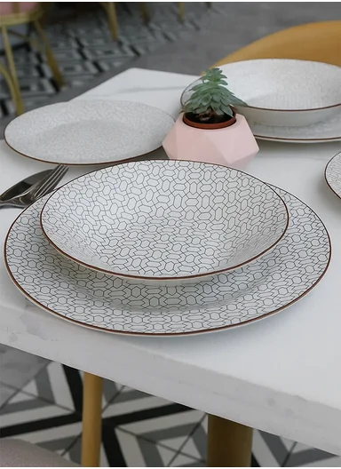 18 Pieces Rounded Stoneware Dinnerware Set, Dishwasher &amp; Microwave Safe Durable Everyday Dining Set YH18-119