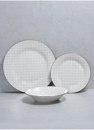 18 Pieces Rounded Stoneware Dinnerware Set, Dishwasher &amp; Microwave Safe Durable Everyday Dining Set YH18-119