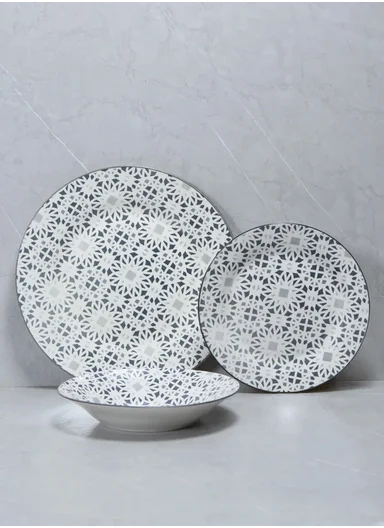 18 pieces Rounded Stoneware Dinnerware Set, Dishwasher &amp; Microwave Safe Durable Everyday Dining Set YH18-120