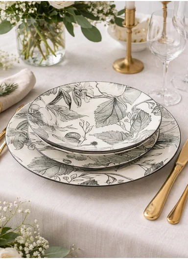 18 pieces Rounded Stoneware Dinnerware Set, Dishwasher &amp; Microwave Safe Durable Everyday Dining Set