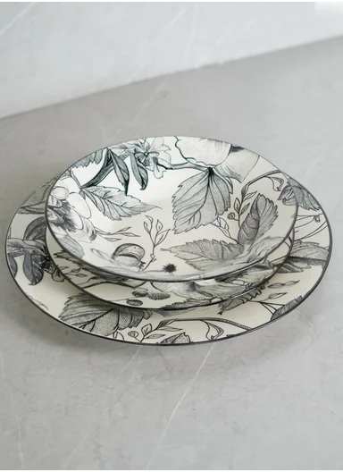 18 pieces Rounded Stoneware Dinnerware Set, Dishwasher &amp; Microwave Safe Durable Everyday Dining Set