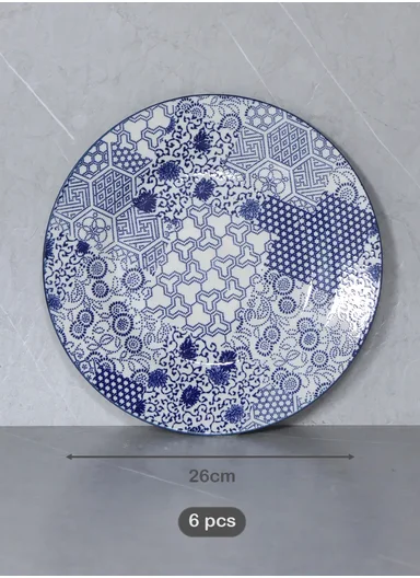 18 Pieces Rounded Stoneware Dinnerware Set, Dishwasher &amp; Microwave Safe Durable Everyday Dining Set YH18-119 - Blue