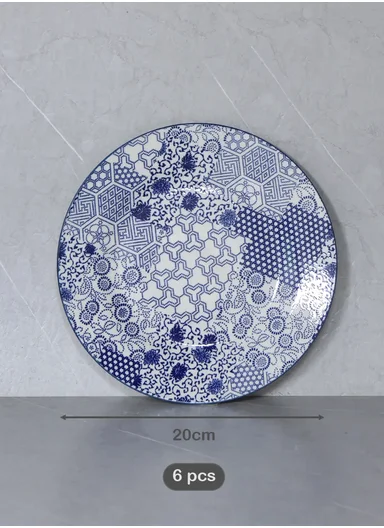 18 Pieces Rounded Stoneware Dinnerware Set, Dishwasher &amp; Microwave Safe Durable Everyday Dining Set YH18-119 - Blue