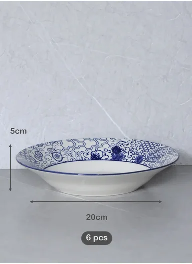 18 Pieces Rounded Stoneware Dinnerware Set, Dishwasher &amp; Microwave Safe Durable Everyday Dining Set YH18-119 - Blue