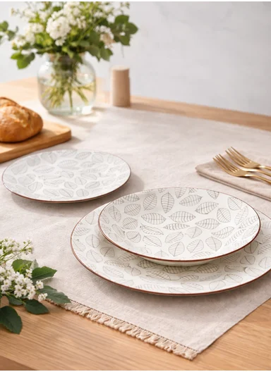 18 Pieces Rounded Stoneware Dinnerware Set, Dishwasher &amp; Microwave Safe Durable Everyday Dining Set YH18-124 