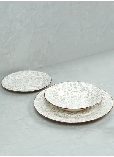 18 Pieces Rounded Stoneware Dinnerware Set, Dishwasher &amp; Microwave Safe Durable Everyday Dining Set YH18-124 