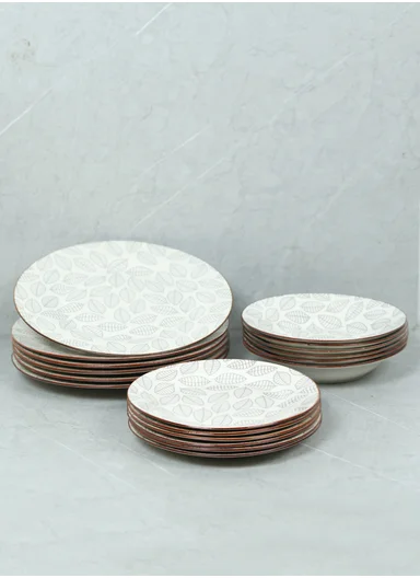 18 Pieces Rounded Stoneware Dinnerware Set, Dishwasher &amp; Microwave Safe Durable Everyday Dining Set YH18-124 