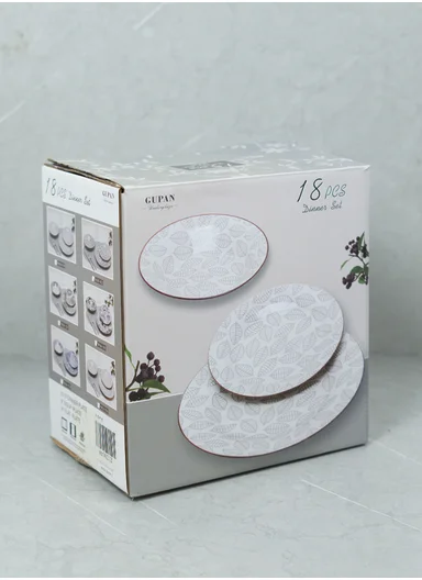 18 Pieces Rounded Stoneware Dinnerware Set, Dishwasher &amp; Microwave Safe Durable Everyday Dining Set YH18-124 