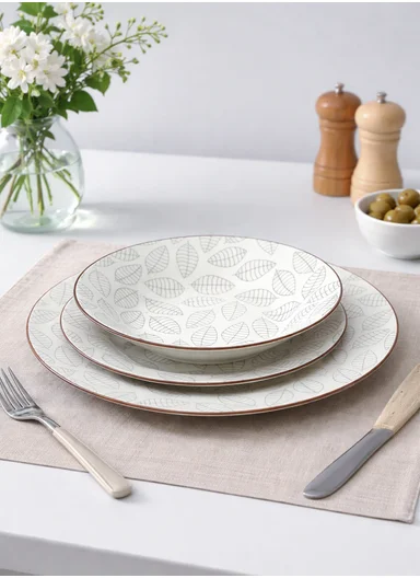 18 Pieces Rounded Stoneware Dinnerware Set, Dishwasher &amp; Microwave Safe Durable Everyday Dining Set YH18-124 