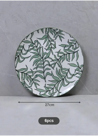 24 Pcs Reactive Glaze Dishes Set Chip Resistant &amp; Scratch Resistant Dinnerware Service for 6 Durable Everyday Dining Set - White &amp; Green