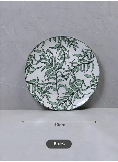 24 Pcs Reactive Glaze Dishes Set Chip Resistant &amp; Scratch Resistant Dinnerware Service for 6 Durable Everyday Dining Set - White &amp; Green