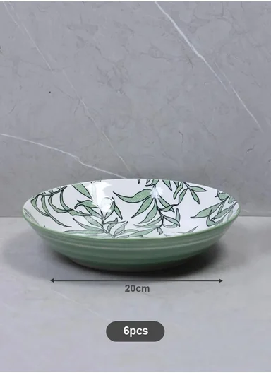 24 Pcs Reactive Glaze Dishes Set Chip Resistant &amp; Scratch Resistant Dinnerware Service for 6 Durable Everyday Dining Set - White &amp; Green