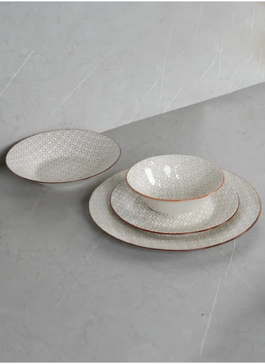 24 pieces Stoneware Dinnerware Set, Dishwasher &amp; Microwave Safe Durable Everyday Dining Set 