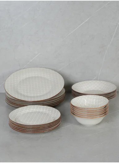 24 pieces Stoneware Dinnerware Set, Dishwasher &amp; Microwave Safe Durable Everyday Dining Set 