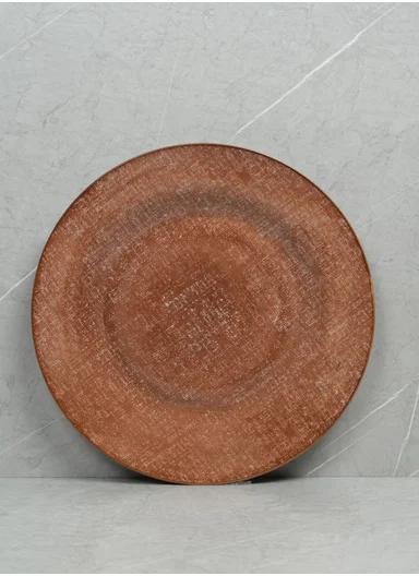 24-Pieces Rustic Terracotta Geometric Stoneware Dinnerware Set - Burgundy