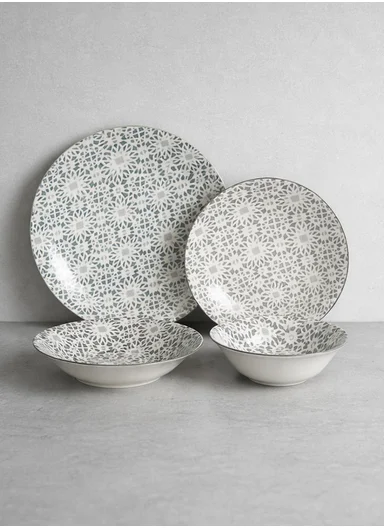 24 pieces Stoneware Dinnerware Set, Dishwasher &amp; Microwave Safe Durable Everyday Dining Set 