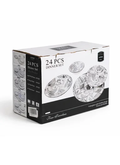 24 pieces Stoneware Dinnerware Set, Dishwasher &amp; Microwave Safe Durable Everyday Dining Set 