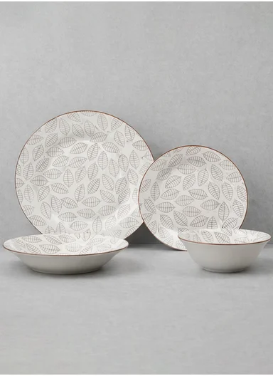 24 pieces Stoneware Dinnerware Set, Dishwasher &amp; Microwave Safe Durable Everyday Dining Set 