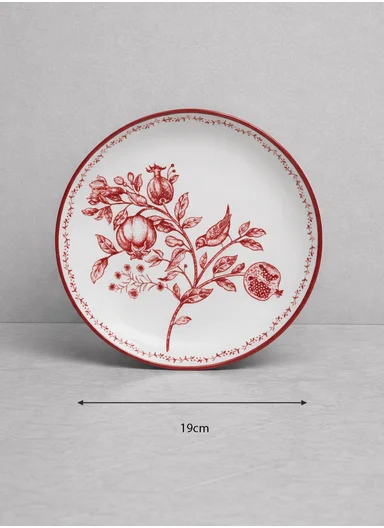 24-Pieces Classic Round Floral Stoneware Dinnerware Set - Red