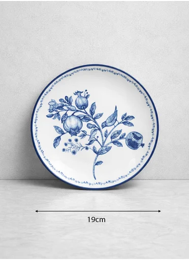 24-Pieces Classic Round Floral Stoneware Dinnerware Set - Navy