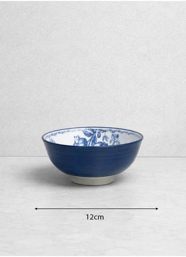 24-Pieces Classic Round Floral Stoneware Dinnerware Set - Navy