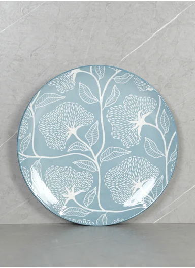 24 pieces Stoneware Dinnerware Set, Dishwasher &amp; Microwave Safe Durable Everyday Dining Set - Blue &amp; White