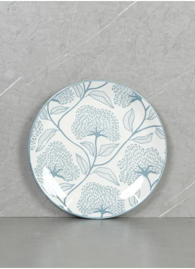 24 pieces Stoneware Dinnerware Set, Dishwasher &amp; Microwave Safe Durable Everyday Dining Set - Blue &amp; White