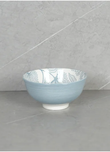 24 pieces Stoneware Dinnerware Set, Dishwasher &amp; Microwave Safe Durable Everyday Dining Set - Blue &amp; White